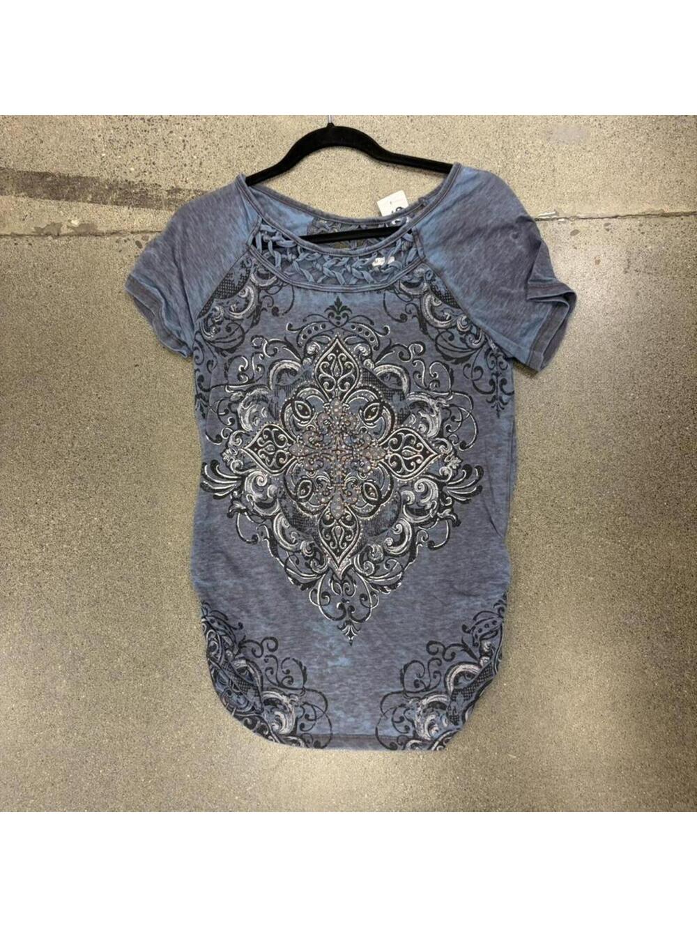 Maurices Women's Blue and Grey Blous